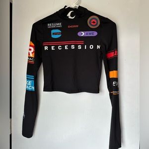 Meysi kim mock neck graphic crop top